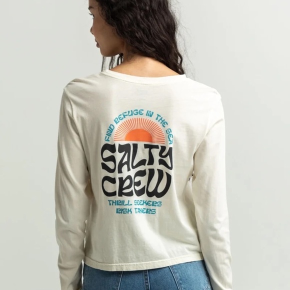 Salty Crew Tops - Women's Salty Crew Long Sleeve 3/4 Crop Shirt - MEDIUM